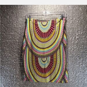 Mara Hoffman Yellow Red Embellished Mini Pencil Skirt